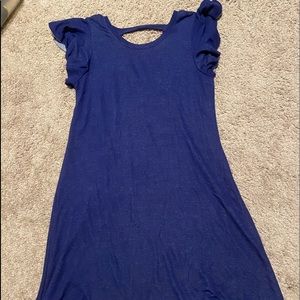 Girls V-back ruffle sleeve dress